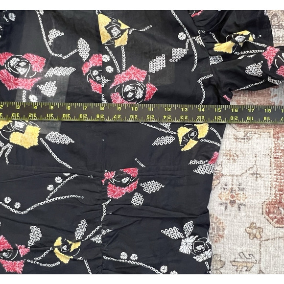 Isabel Marant Etoile Galdino Ruched Floral Print Ruffle Mini Dress Size 36 NWT - Picture 9 of 10